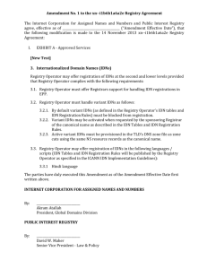 Amendment No. 1 to the xn--i1b6b1a6a2e Registry Agreement The