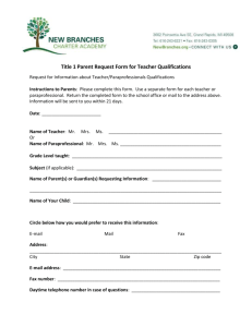 Title 1 Parent Request Form for Teacher Qualifications