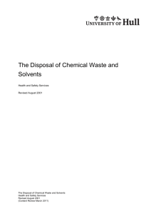 The Disposal of Chemical Waste and Solvents Health and Safety