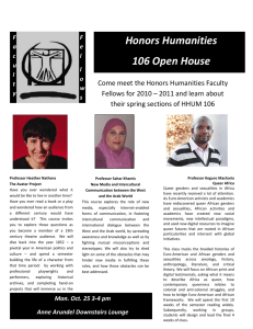 HHUM 106 Open House! Monday Oct. 25 3-4