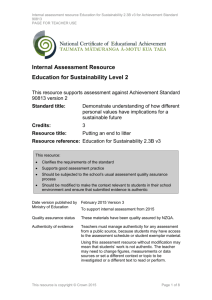 Level 2 Education for Sustainability internal
