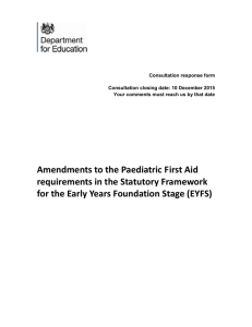 Paediatric First Aid - Consultation Response Form