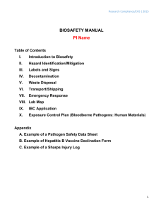 Biosafety Manual Template - Environmental Health & Safety