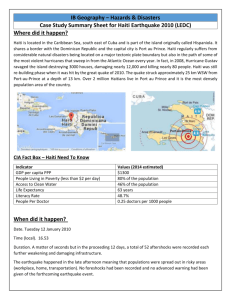 haiti earthquake 2010 case study sheet
