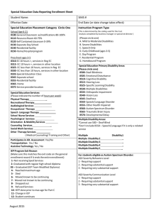 Special Education Data Reporting Enrollment Sheet Student Name