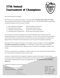 Dear Golf Professional or Manager, The 57th Annual Tournament of