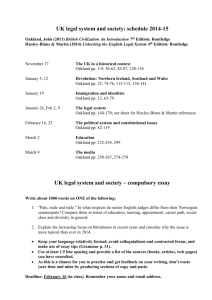 UK legal system and society: schedule 2014-15