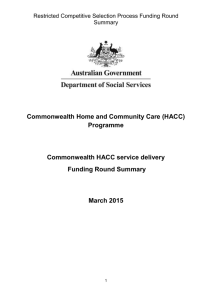 Commonwealth HACC service delivery
