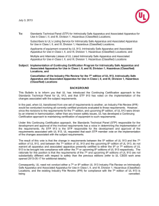 UL913 Certification Bulletin JUN 2013