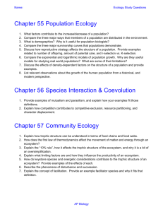 Name: Ecology Study Questions Chapter 55 Population Ecology