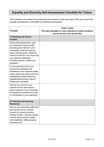 Equality and Diversity Self-Assessment Checklist for Tutors
