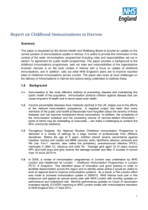 Report on Childhood Immunisations in Harrow
