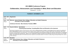 2014 IMBES Conference Program Collaboration, Advancement, and