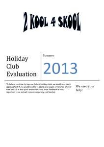 Holiday Club Evaluation - Holly House Day Nursery