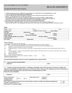 Health Assessment form - East Tennessee State University