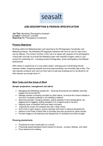 Marketing Photography Assistant Job Description