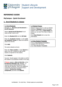 Quick Enrolment - Reference Guide