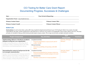 CCI Texting for Better Care Grant Report: Documenting Progress