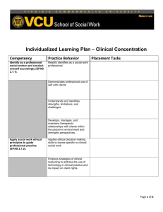 Individualized Learning Plan – Clinical Concentration Competency