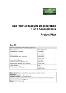Age Related Macular Degeneration Tier 3 Assessments Project Plan
