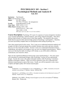 Psychological Methods and Analysis