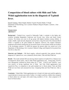 Comparision of blood culture with Slide and Tube Widal