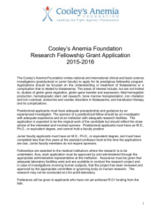 2015-2016 application for - Cooley`s Anemia Foundation