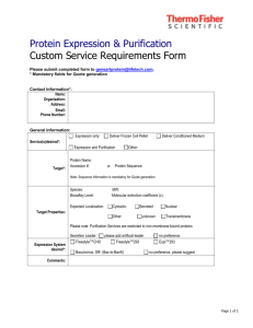 Protein Expression & Purification Custom Service Requirements