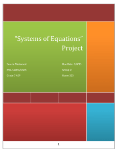 *Systems of Equations* Project