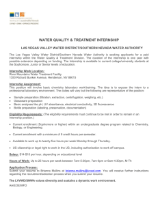 Water Quality & Treatment Internship, LVVWD/SNWA