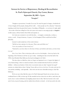 eptember 20, 2015, sermon from Service of Repentence, Healing