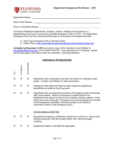 2013 Department Emergency Plan Review Requirements