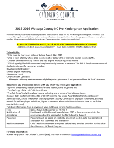 Watauga County NC Pre K Application 2015-2016