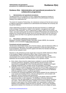 Guidance 5(ix) Administrative and operational procedures for