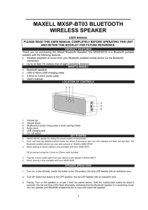MXSP-BT03 Bluetooth Speaker User Manual