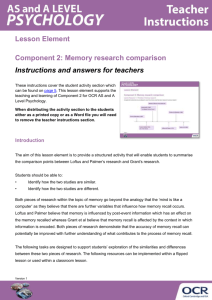 Component 2: Memory research comparison