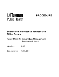 PROCEDURE Submission of Proposals for Research Ethics Review