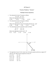 AP Physics C Practice Problems: “Vectors” Multiple Choice