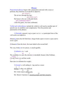Phrases: Prepositions and Verbals