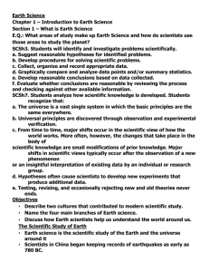 Earth Science Chapter 1 – Introduction to Earth Science Section 1