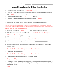 Honors Bio S1 Final Review 2014-15 Answer Key