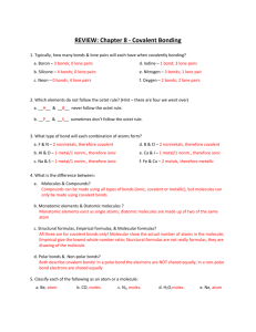 REVIEW: Chapter 8 - Covalent Bonding