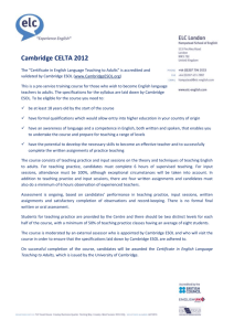 Cambridge CELTA 2012 - Hampstead School of English