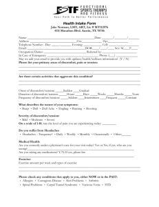 Health Intake Form - Functional Sports Therapy & Fitness