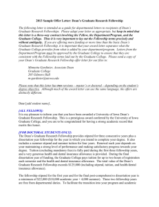 Sample Offer Letter: University of Iowa Fellowship