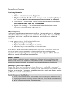 Resume Content Template - University Career Services
