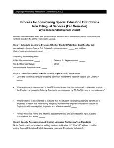 Process for Considering Special Education Exit Criteria from