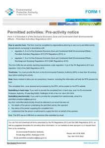 Pre-activity notice - Environmental Protection Authority