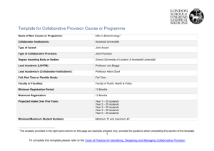 Template for Collaborative Provision Course or Programme