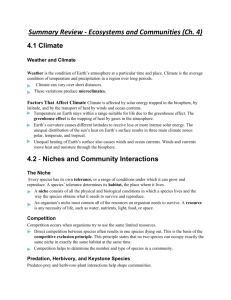 Summary Review - Ecosystems and Communities (Ch. 4)